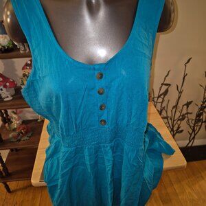 Torrid Turquoise Ruched Babydoll Sleeveless Top Size 1 New